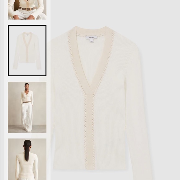 Reiss Cream V-Neck Women's Sweater - Picture 2 of 3